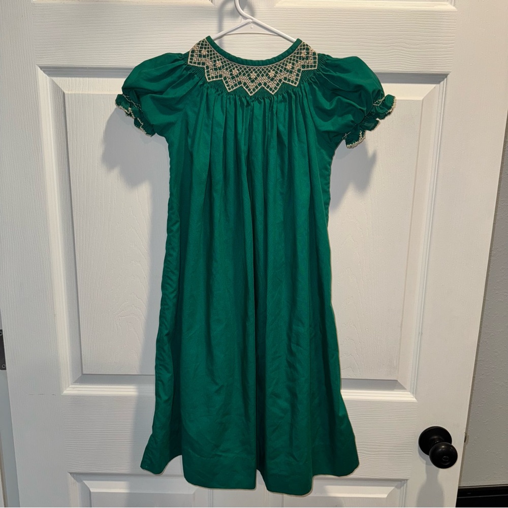 KREWE: Green Smocked Dress